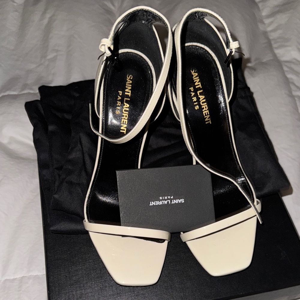 Saint Laurent Cream and White High-Heeled Sandals